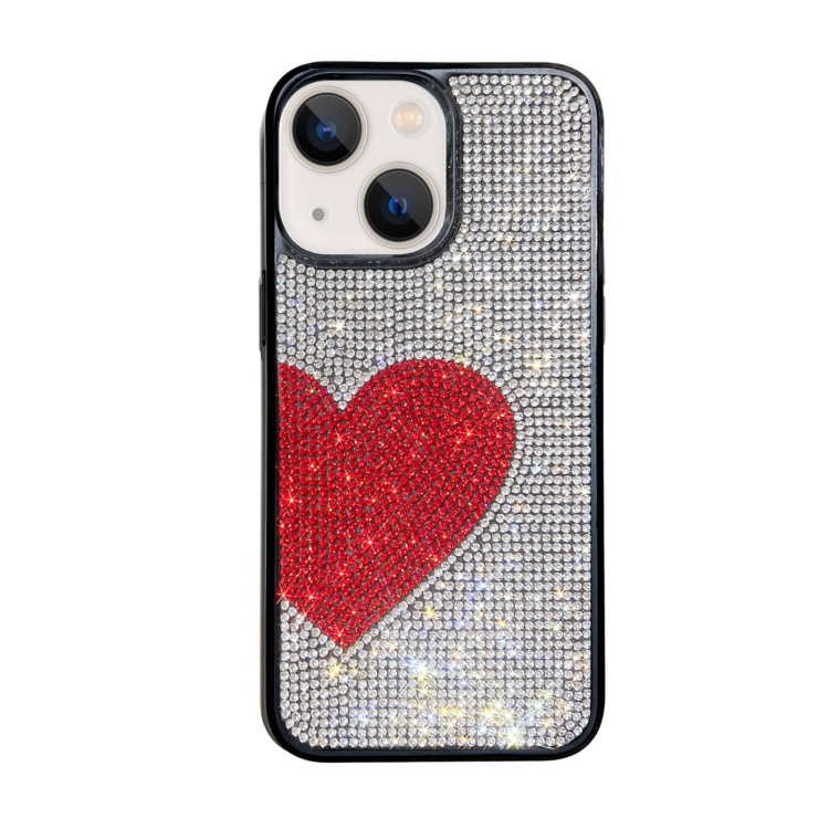 

For iPhone 14 Plus Love Heart Diamond TPU Phone Case(Silver)