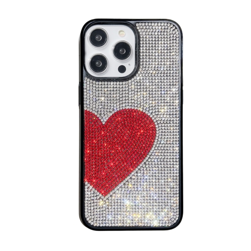 

For iPhone 13 Pro Max Love Heart Diamond TPU Phone Case(Silver)