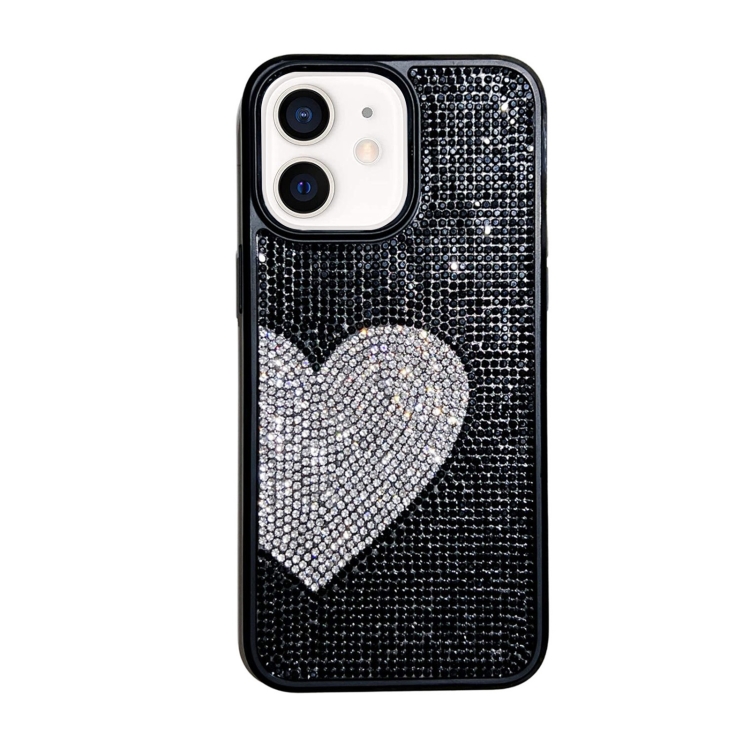 

For iPhone 12 Love Heart Diamond TPU Phone Case(Black)
