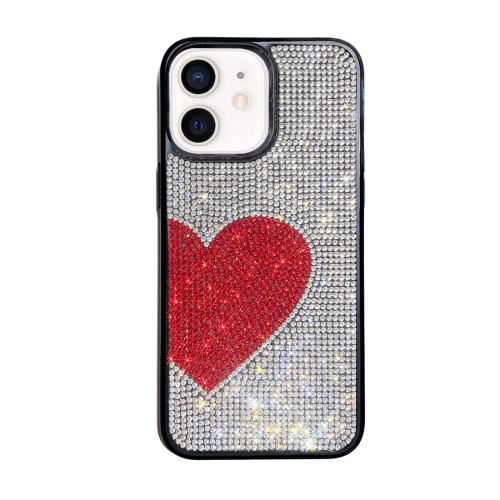 

For iPhone 12 Love Heart Diamond TPU Phone Case(Silver)