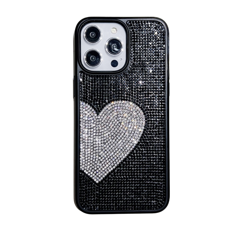 

For iPhone 12 Pro Love Heart Diamond TPU Phone Case(Black)