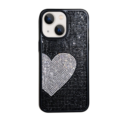 

For iPhone 15 Plus Love Heart Diamond TPU Phone Case(Black)