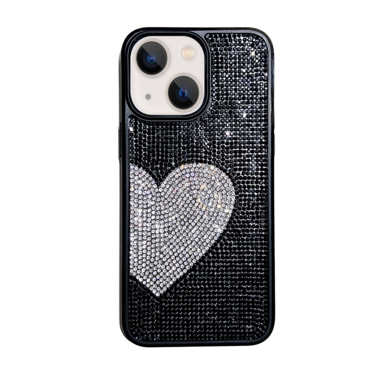 

For iPhone 15 Love Heart Diamond TPU Phone Case(Black)