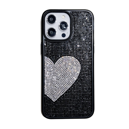 

For iPhone 15 Pro Love Heart Diamond TPU Phone Case(Black)