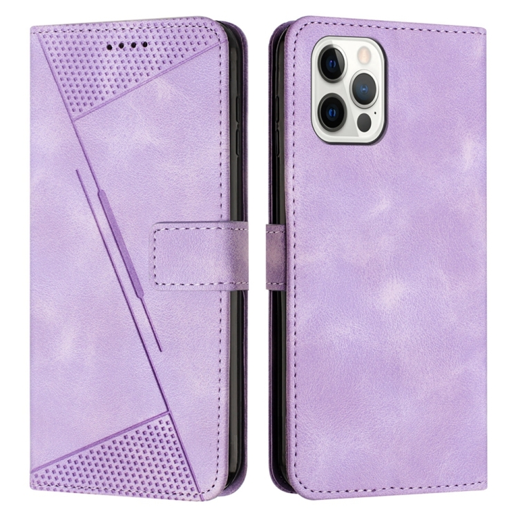 

For iPhone 12 / 12 Pro Dream Triangle Leather Phone Case with Lanyard(Purple)