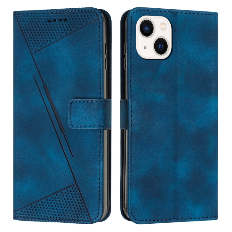 

For iPhone 13 mini Dream Triangle Leather Phone Case with Lanyard(Blue)