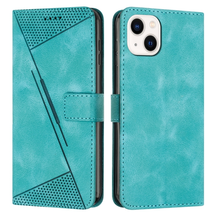 

For iPhone 13 mini Dream Triangle Leather Phone Case with Lanyard(Green)