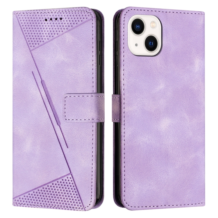 

For iPhone 14 Plus Dream Triangle Leather Phone Case with Lanyard(Purple)