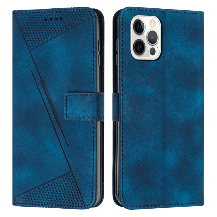 

For iPhone 15 Pro Max Dream Triangle Leather Phone Case with Lanyard(Blue)