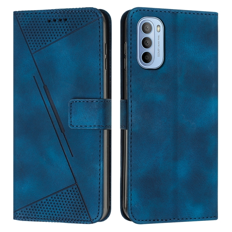 

For Motorola Moto G51 5G Dream Triangle Leather Phone Case with Lanyard(Blue)