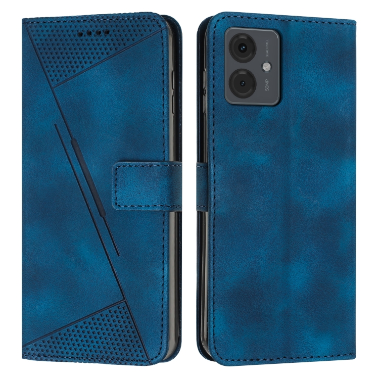 

For Motorola Moto G14 Dream Triangle Leather Phone Case with Lanyard(Blue)