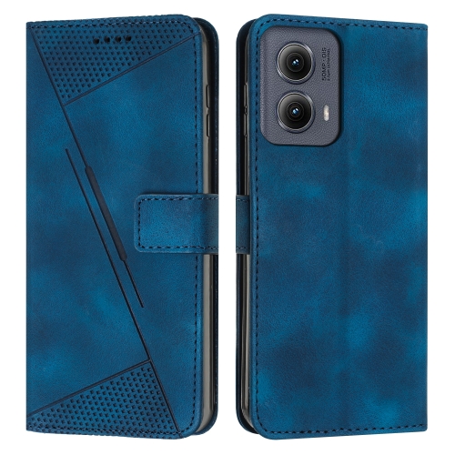 For Motorola Edge 2024 Dream Triangle Leather Phone Case with Lanyard(Blue)