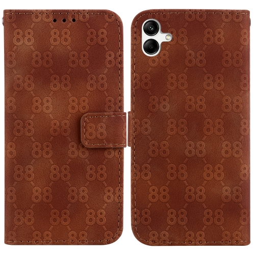 

For Samsung Galaxy A04e / F04 / M04 Double 8-shaped Embossed Leather Phone Case(Brown)