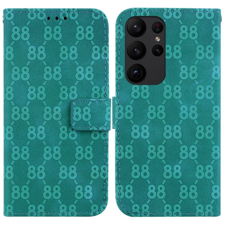

For Samsung Galaxy S23 Ultra 5G Double 8-shaped Embossed Leather Phone Case(Green)