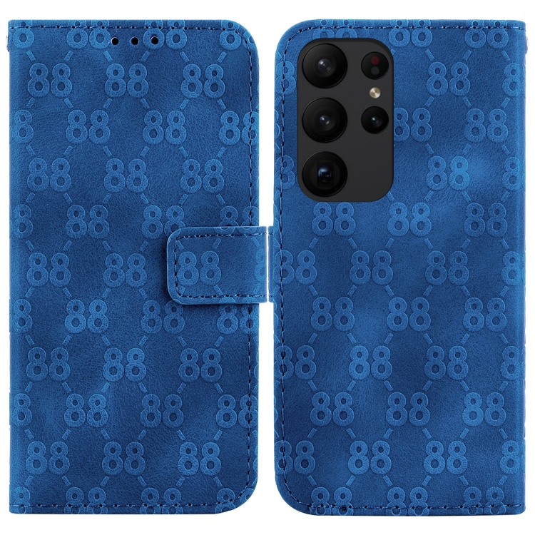 

For Samsung Galaxy S23 Ultra 5G Double 8-shaped Embossed Leather Phone Case(Blue)