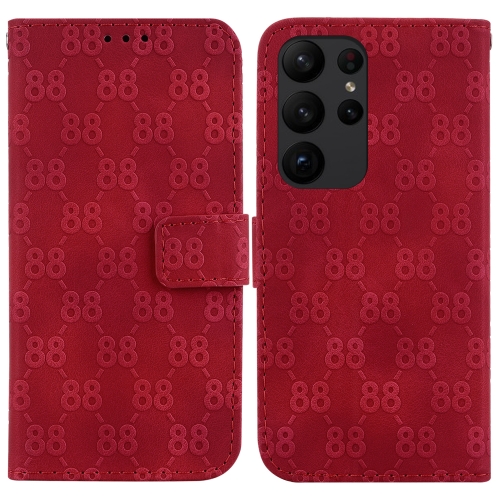 

For Samsung Galaxy S23 Ultra 5G Double 8-shaped Embossed Leather Phone Case(Red)