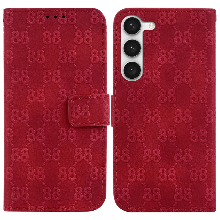 

For Samsung Galaxy S23+ 5G Double 8-shaped Embossed Leather Phone Case(Red)