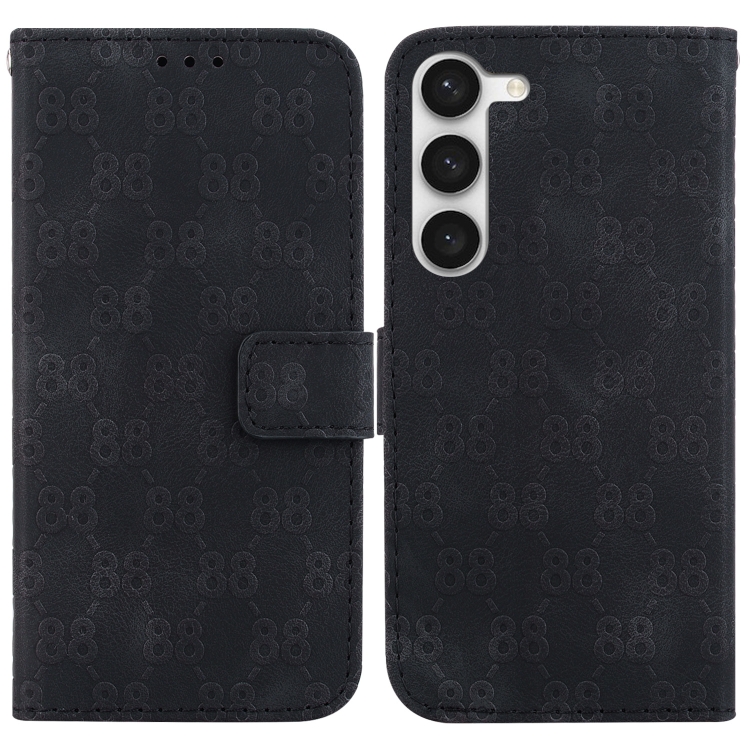 

For Samsung Galaxy S23+ 5G Double 8-shaped Embossed Leather Phone Case(Black)