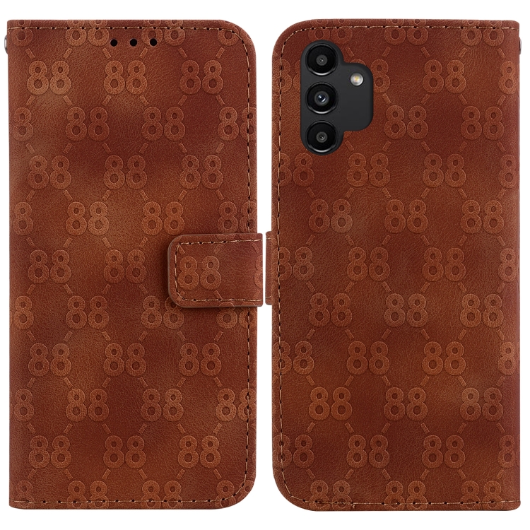 

For Samsung Galaxy S22 Ultra 5G Double 8-shaped Embossed Leather Phone Case(Brown)