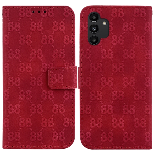 

For Samsung Galaxy S22 Ultra 5G Double 8-shaped Embossed Leather Phone Case(Red)