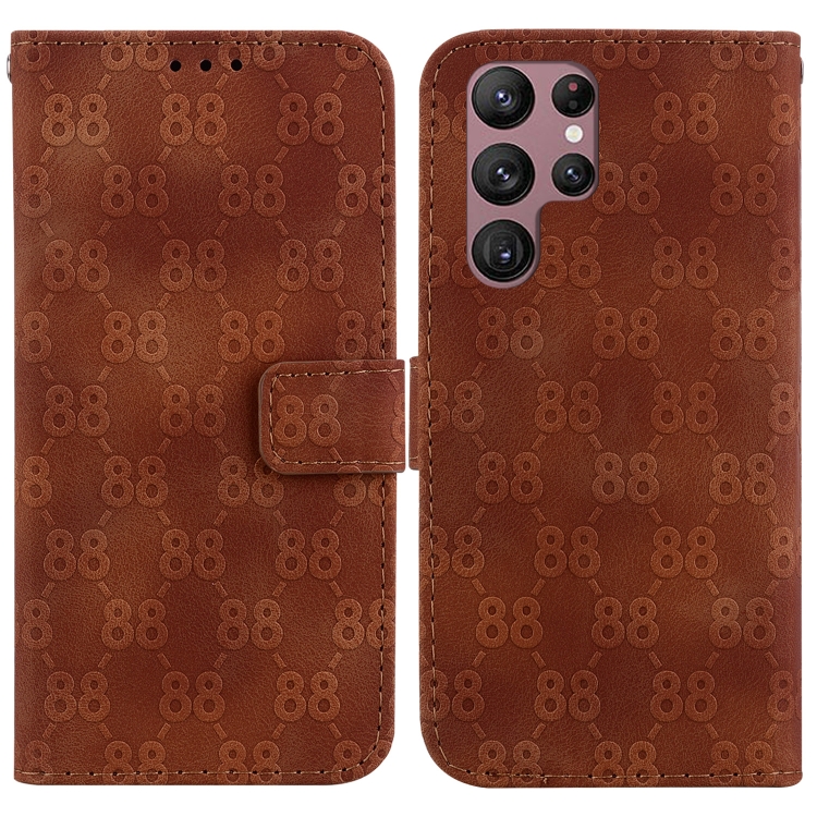 

For Samsung Galaxy S22 Ultra 5G Double 8-shaped Embossed Leather Phone Case(Brown)