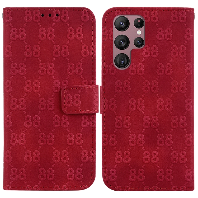 

For Samsung Galaxy S22 Ultra 5G Double 8-shaped Embossed Leather Phone Case(Red)