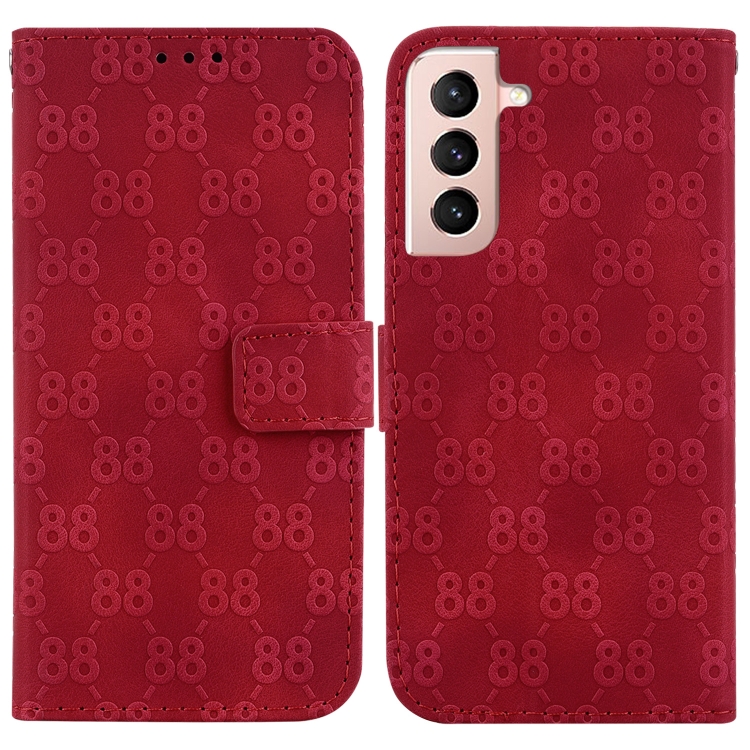 

For Samsung Galaxy S21 5G Double 8-shaped Embossed Leather Phone Case(Red)