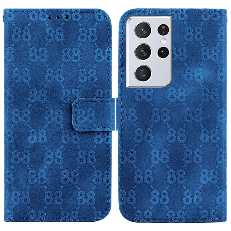 

For Samsung Galaxy S21 Ultra 5G Double 8-shaped Embossed Leather Phone Case(Blue)