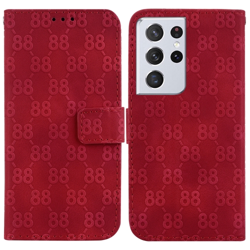 

For Samsung Galaxy S21 Ultra 5G Double 8-shaped Embossed Leather Phone Case(Red)