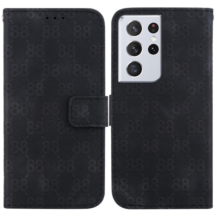 

For Samsung Galaxy S21 Ultra 5G Double 8-shaped Embossed Leather Phone Case(Black)