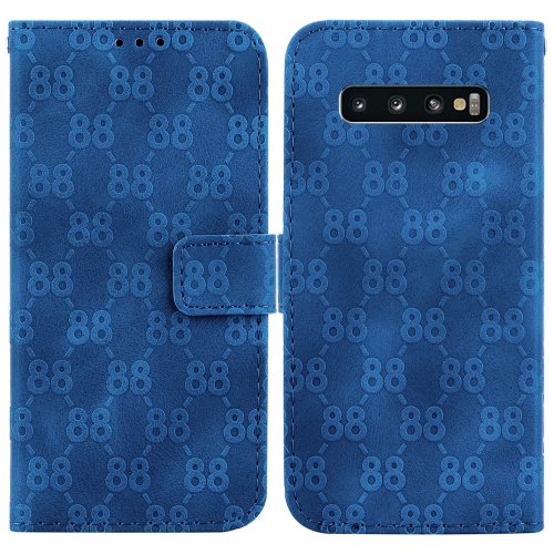 

For Samsung Galaxy S10+ Double 8-shaped Embossed Leather Phone Case(Blue)