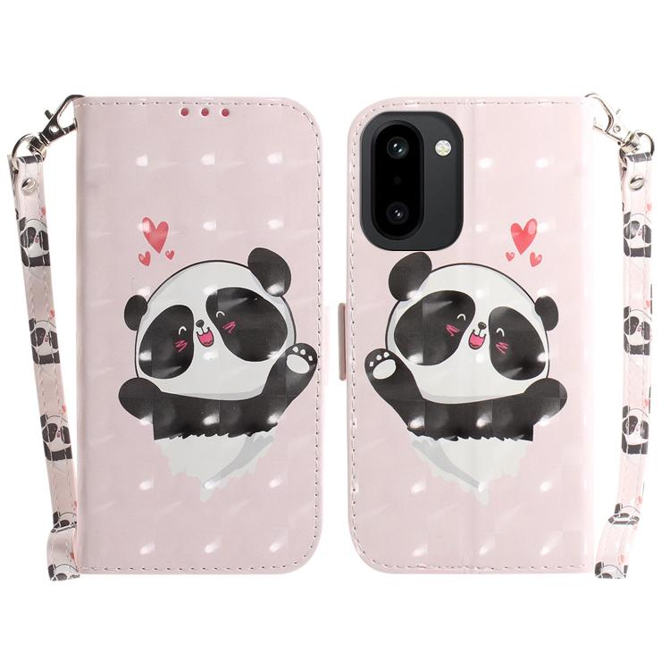 

For OnePlus 15R / Ace 6 / Ace 6T 3D Colored Flip Leather Phone Case(Heart Panda)