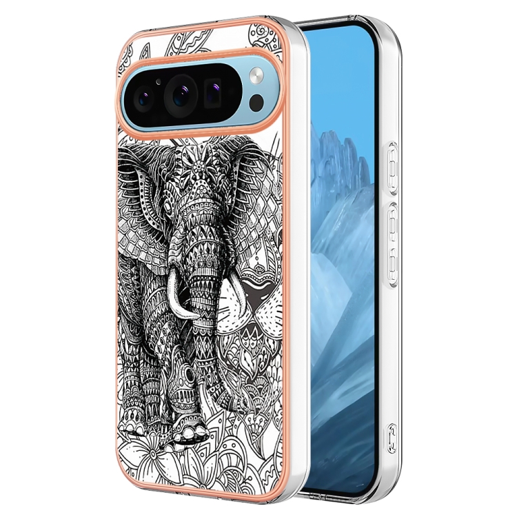 

For Google Pixel 9 Pro Electroplating Dual-side IMD Phone Case(Totem Elephant)