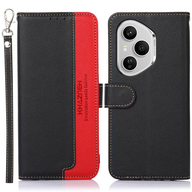 

For Honor 400 Pro Global 160.8mm KHAZNEH Litchi Texture Leather RFID Phone Case(Black)