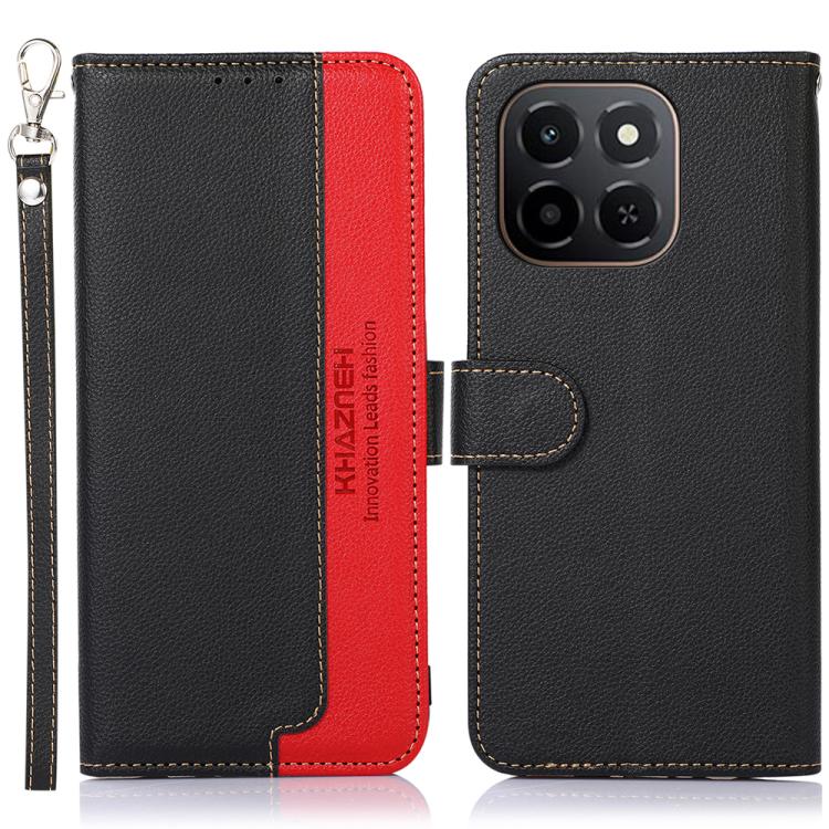 

For Honor X6c 4G KHAZNEH Litchi Texture Leather RFID Phone Case(Black)