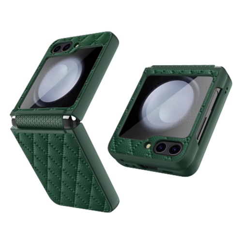 

For Samsung Galaxy Z Flip5 Diamond Lattice Hinge Phone Case(Green)