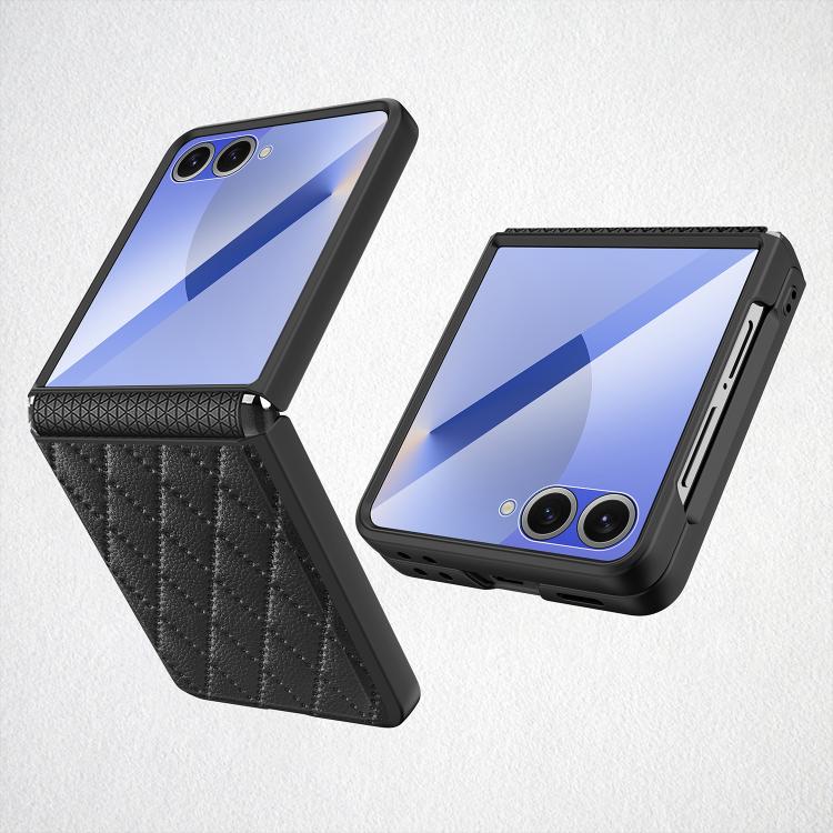 

For Samsung Galaxy Z Flip7 5G Diamond Lattice Hinge Phone Case(Black)