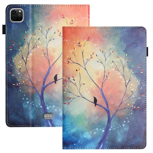 

For iPad Pro 11 2021 2020 2018 / Air 2020 Sewing Litchi Texture Smart Leather Tablet Case(Oil Painting Tree)