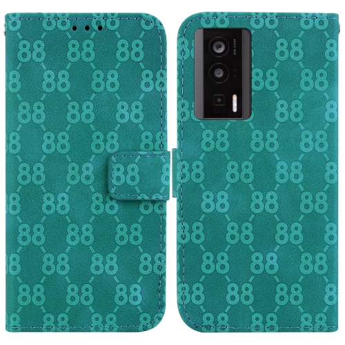 

For Xiaomi Poco F5 Pro/Redmi K60/K60 Pro Double 8-shaped Embossed Leather Phone Case(Green)