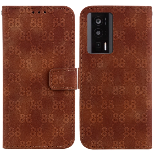 

For Xiaomi Poco F5 Pro/Redmi K60/K60 Pro Double 8-shaped Embossed Leather Phone Case(Brown)