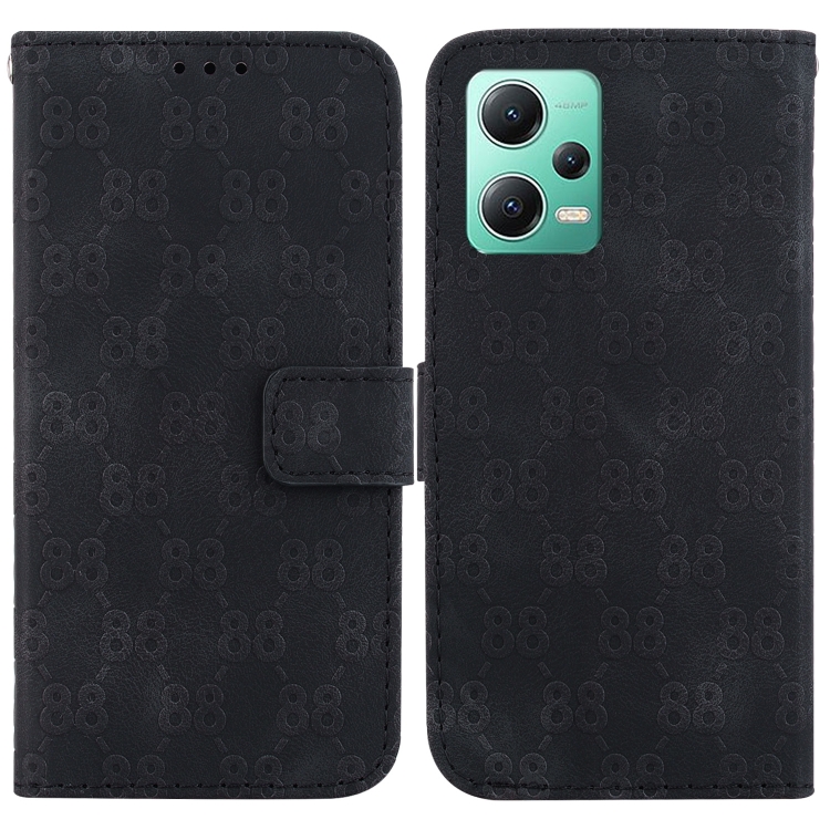 

For Xiaomi Redmi Note 12 5G Global/Poco X5 Double 8-shaped Embossed Leather Phone Case(Black)