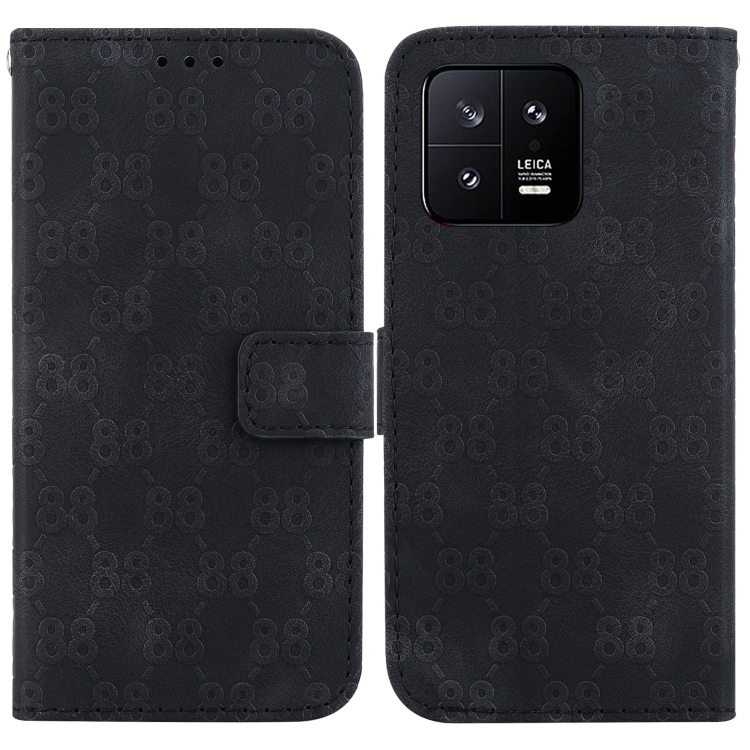 

For Xiaomi 13 5G Double 8-shaped Embossed Leather Phone Case(Black)