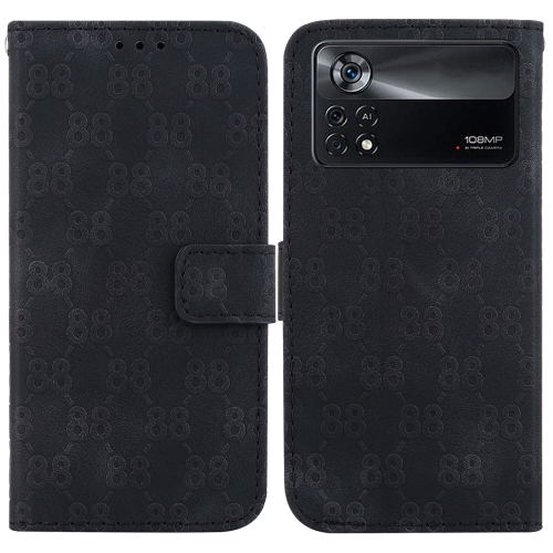 

For Xiaomi Poco X4 Pro 5G Double 8-shaped Embossed Leather Phone Case(Black)