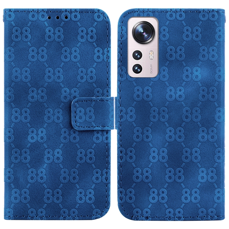 

For Xiaomi 12 Pro Double 8-shaped Embossed Leather Phone Case(Blue)