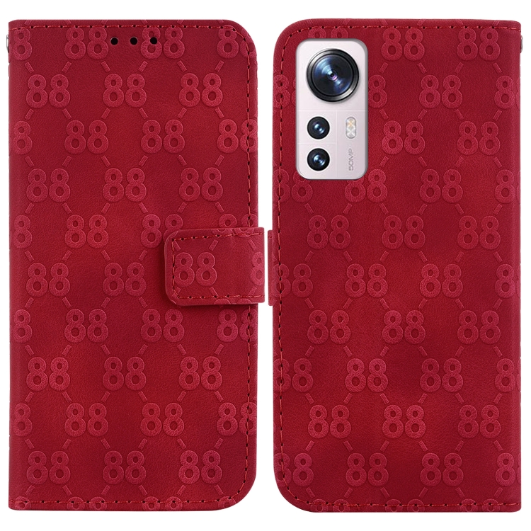 

For Xiaomi 12 Pro Double 8-shaped Embossed Leather Phone Case(Red)
