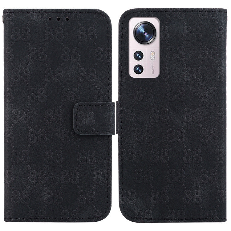 

For Xiaomi 12 Pro Double 8-shaped Embossed Leather Phone Case(Black)