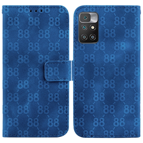 

For Xiaomi Redmi 10 / 10 Prime Double 8-shaped Embossed Leather Phone Case(Blue)