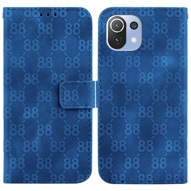 

For Xiaomi Mi 11 Lite 4G/5G Double 8-shaped Embossed Leather Phone Case(Blue)