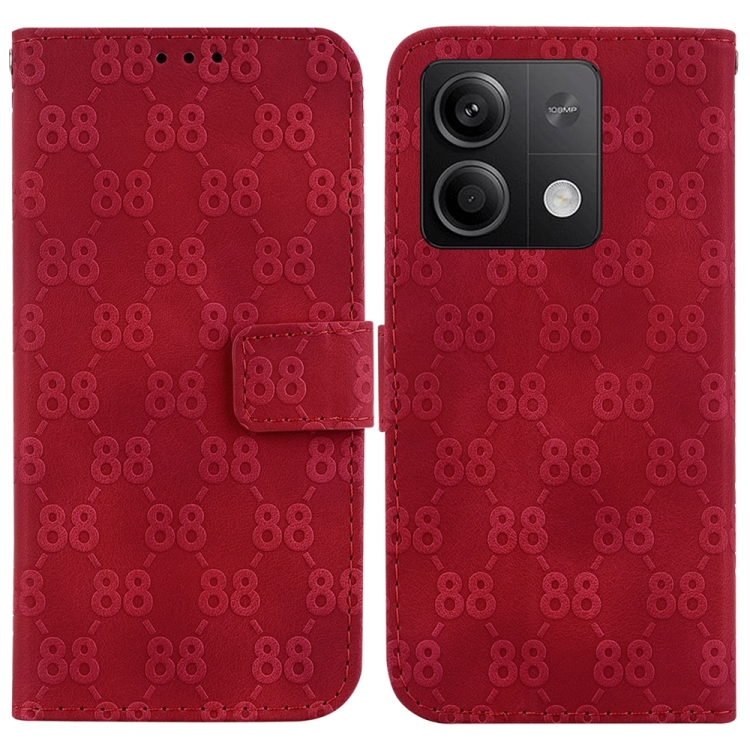 

For Xiaomi Redmi Note 13 5G Double 8-shaped Embossed Leather Phone Case(Red)