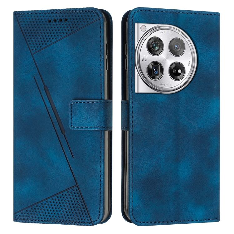 

For OnePlus 12 Dream Triangle Leather Phone Case with Lanyard(Blue)